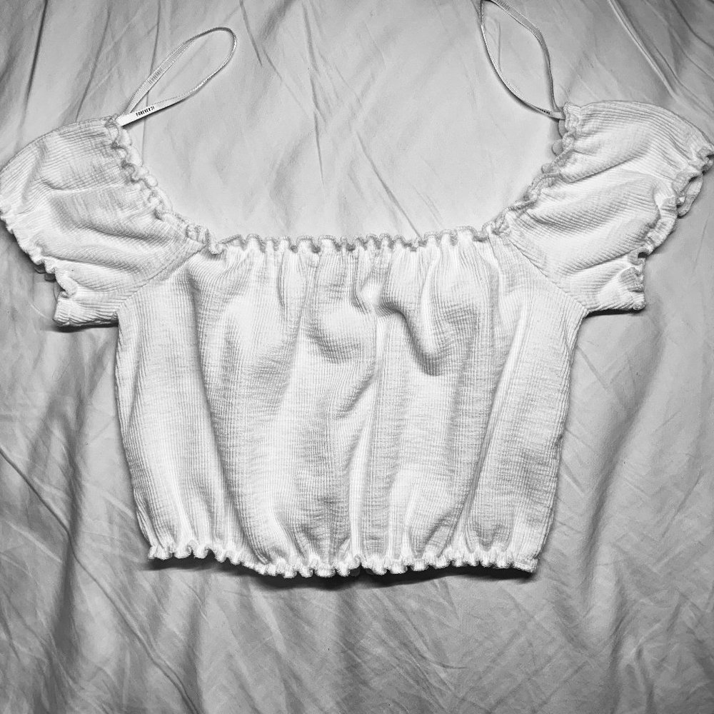 Forever 21 White off the shoulder crop top
